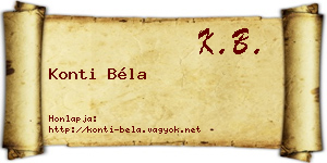 Konti Béla névjegykártya